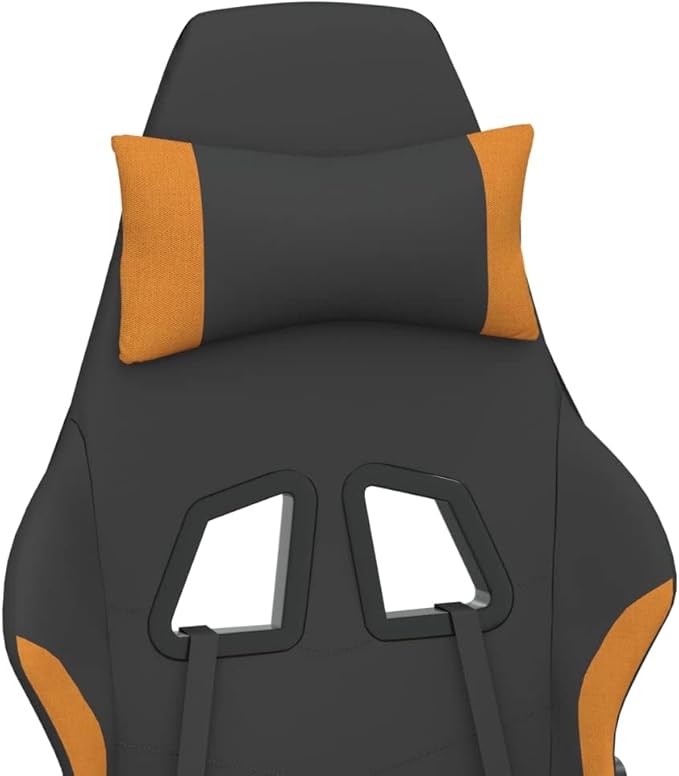 SKM Massage Gaming Chair with Footrest Black and Orange Fabric (Weight-16KG)