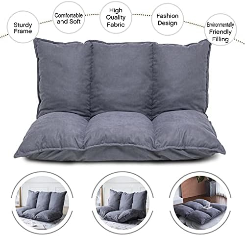 Thxbye 108x108x19cm Adjustable Floor Chair 40-Position Padded Gaming Sofa Chair Folding Floor Recliner Chair for Video-Gaming Meditation Reading TV Watching Gray