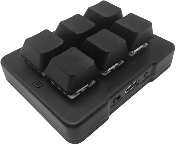 Docooler 6-Key Mechanical Keyboard Programmable Tri-Mode 2.4G/BT/Wired One Handed Macro Pad Plug and Play Simple Operation Fort Laptop PC Gaming Office Work