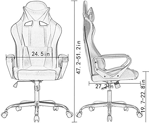 Gaming Chair Ergonomic Office Chair Desk Chair with Lumbar Support 360 Swivel &amp Rolling Computer Chair for Adults PU Leather Racing Style Supports 250lbs(White)