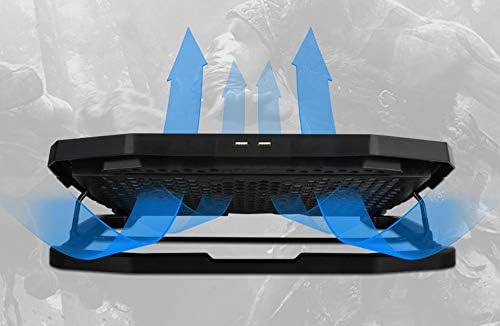 ABKO NCORE NC30 Laptop Cooling Pad Blue LED Cooling Fan Quad Fan LCD Display Fan Controller USB Powered Up to 17 Inch Non Slip Pad Black Mesh