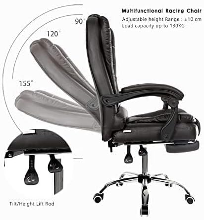 Ergonomic Executive Office Chair with PU Leather High Back 360° Swivel Adjustable Height &amp Silent PU Casters