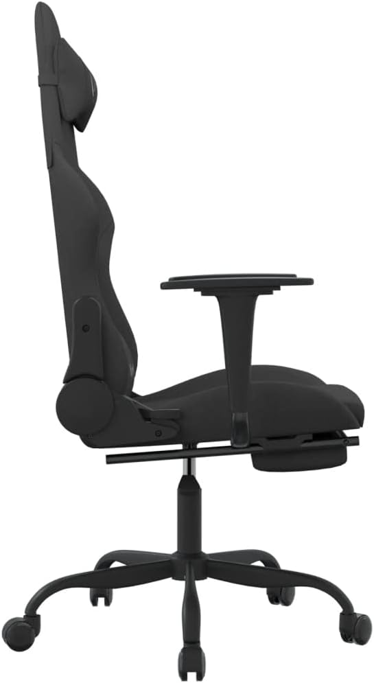 Massage Office Gaming Chair with Footrest Fabric Massage Office Chair Ergonomic Desk Chair Rolling Swivel Adjustable PC Computer Chair for Women Adults Girls(Black)