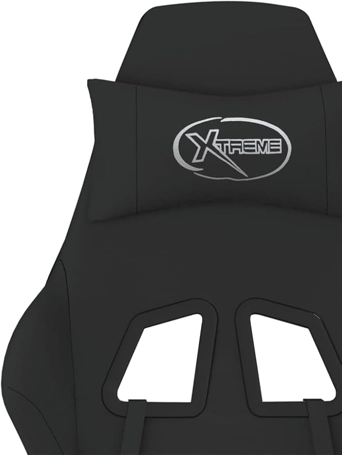 Massage Gaming Chair with Footrest Black Fabric (Weight: 35.94 lbs)