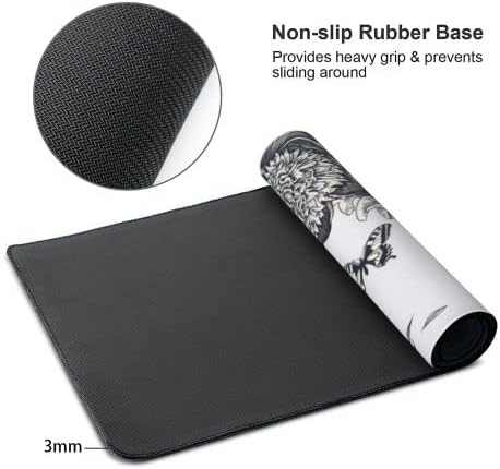Peony Butterfly Large Mouse Pad Gaming Mousepad with Wrist Support Rubber Computer Keyboard Mat for Desk Laptop Non-Slip Full Deskmat Protector Waterproof Writing Pad Office Home 16x35.5 in
