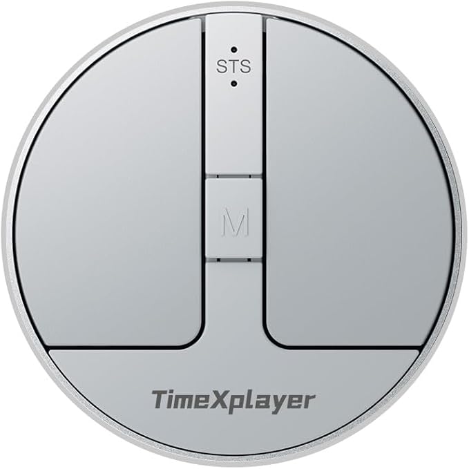 Stylish Mini Round Mouse with Pressure Sensing Reel Ultra Portable Wireless Mouse Connectivity: Wired 2.4G and Dual Bluetooth Rubber Case Included (BT1/BT2-Silver)