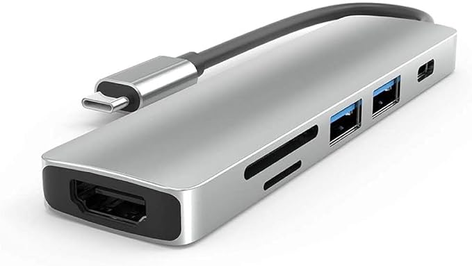 6 in 1 USB C Hub Type C to HDMI + 2X USB3.0 + PD + TF + SD Adapter