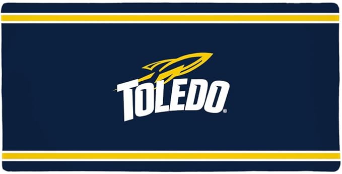 University of Toledo Rockets Primary Logo Stripes Large Gaming Mouse Pad Desk Mat with Stitched Edges Non-Slip Base for Gamer Home and Office 31.5 x 15.7
