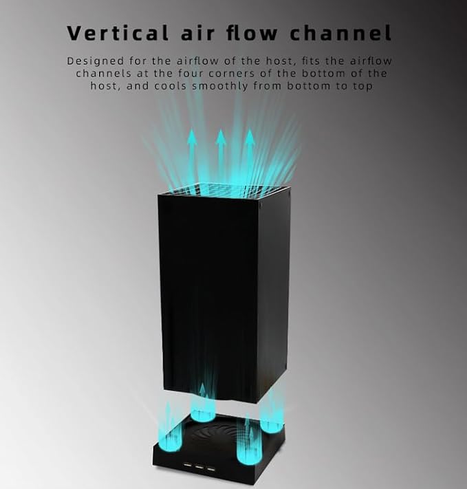 Cooling Fan for Xbox Series XDesktop Cooling Stand Built-in 2 Turbo Fans with Adjustable air Speed 3 USB Ports USB-C Cable Included