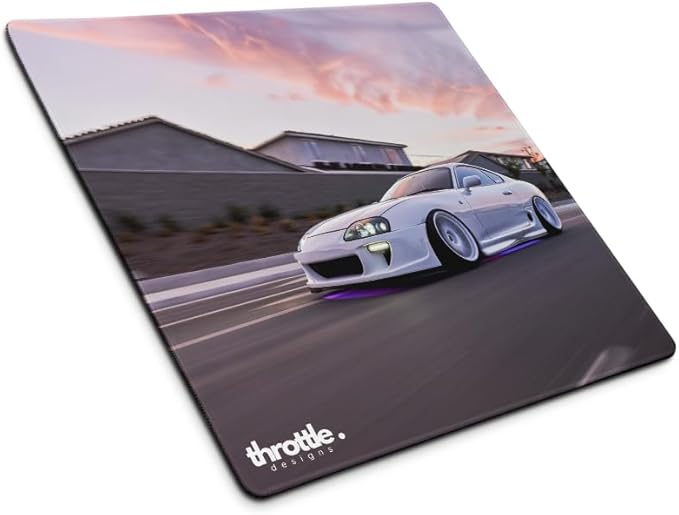Car Gaming Mouse Pad Large 18×16 | Supra Mk4 Desk Mat | Durable Stitch Edge Construction | Fade-Resistant High-Resolution Print | Non-Slip Rubber Base for Stability