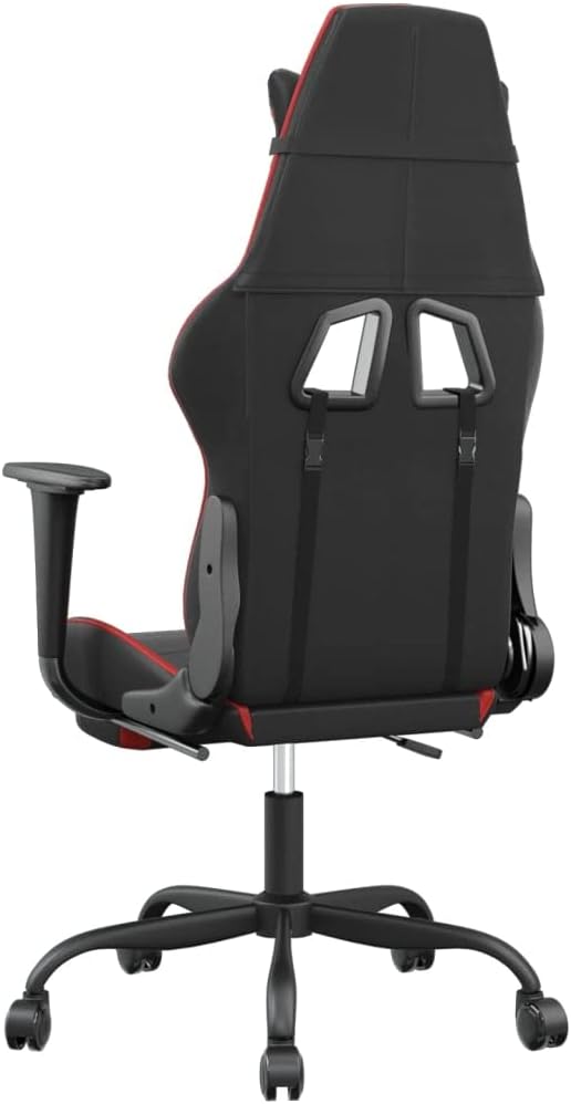 YAFF Gaming Chair with Footrest Black and Red Faux Leather-3654