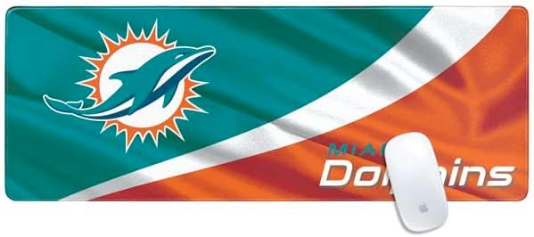 Skinit Large Gaming Mouse Pad - Officially Licensed Miami Dolphins Design with Stitched Edges Waterproof Non-Slip Rubber Base Desk Mat for Keyboard &amp Mouse 31.5 x 11.8 inches