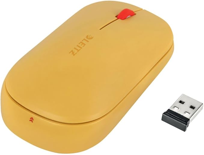 Leitz SureTrack Wireless Computer Mouse Suitable For Both Right &amp Left Handed Connect with Bluetooth or 2.4GHz USB-A Windows Android &amp Apple Cozy Collection Yellow 65310019