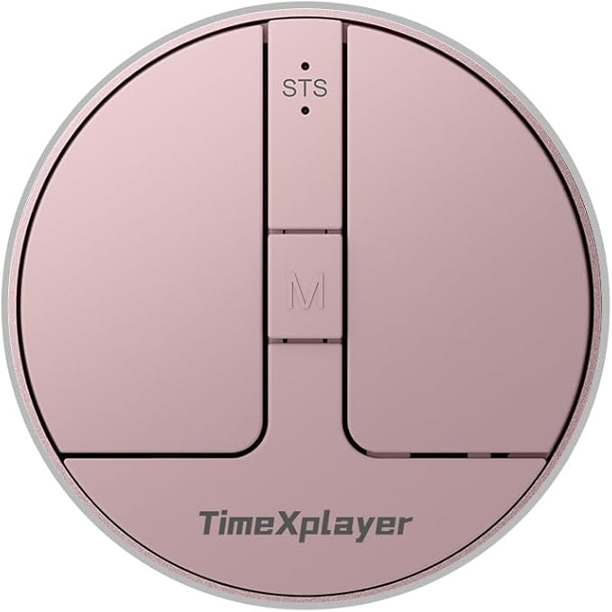 Stylish Mini Round Mouse with Pressure Sensing Reel Ultra Portable Wireless Mouse Connectivity: Wired 2.4G and Dual Bluetooth Rubber Case Included (BT1/BT2-Pink)
