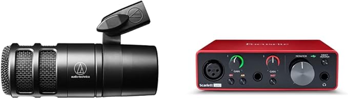 Audio-Technica AT2040 Hypercardioid Dynamic Podcast Microphone (at 2040) &amp Focusrite Scarlett Solo 3rd Gen USB Audio Interface for The Guitarist Vocalist Podcaster or Producer