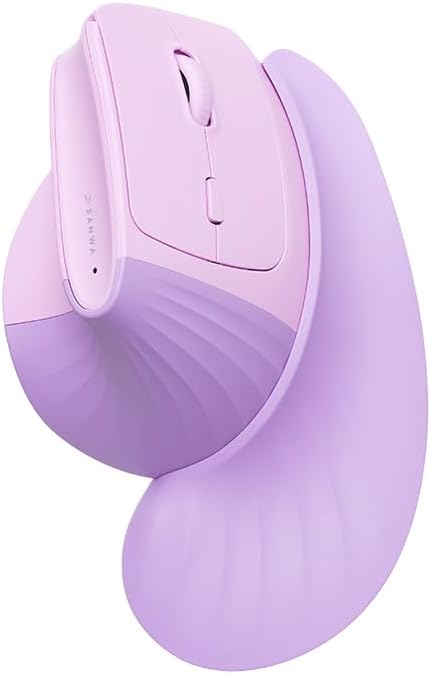 SANWA Wireless Ergonomic Mouse for Large Hands Silent Click Vertical Mice with Removable Wrist Rest 1000-4000 DPI 3-Device (2.4G + 2 Bluetooth 5.4) Compatible with Mac Windows Laptop PC Purple