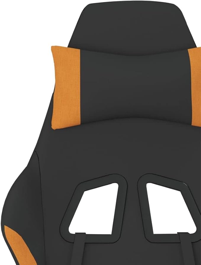 SKM Massage Gaming Chair with Footrest Black and Orange Fabric (Weight-16KG)