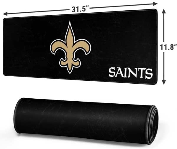 Skinit Large Gaming Mouse Pad - Officially Licensed New Orleans Saints Distressed Design with Stitched Edges Waterproof Non-Slip Rubber Base Desk Mat for Keyboard &amp Mouse 31.5 x 11.8 inches