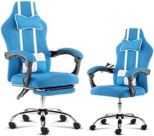 Chair Computer Chair Lift Swivel Chair Office Chair High Back Reclining Chair with Footstool Ergonomic Gaming Chair (Color : Blue)
