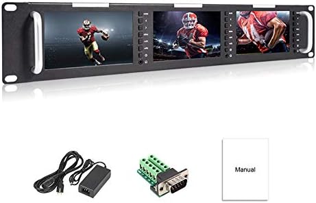 FEELWORLD Triple 5 2RU 800×480 Broadcast LCD Rack Mount Monitor with 3G-SDI HDMI AV Input and Output T51