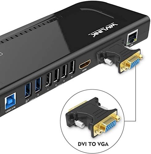 WAVLINK USB 3.0 and USB C Universal Docking Station Dual Video Monitor Display DVI HDMI VGA Gigabit Ethernet Audio 6 USB Ports for Laptop Ultrabook and PCs