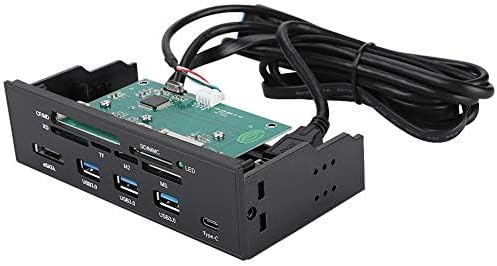 ASHATA Front Panel Hub 11 Port PC Front Panel with USB 3.0 Ports USB 3.1 eSATA Port and 6 Card Slots Card Reader Support M2 MSO Memory MS XD 64G CF Card Fit Any 5.25” Computer Case Front Bay