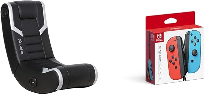 X Rocker Eclipse Video Gaming Floor Chair Headrest Mounted Speakers 2.0 Bluetooth Wireless 5110301 31 x 27.5 x 16.5 Amazon Exclusive &amp Nintendo Joy-Con (L/R) - Neon Red/Neon Blue