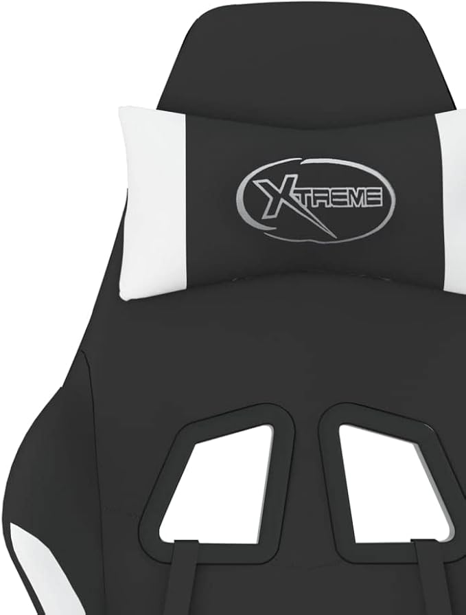 Massage Office Gaming Chair with Footrest Fabric Massage Office Chair Ergonomic Desk Chair Rolling Swivel Adjustable PC Computer Chair for Women Adults Girls(Black&ampWhite) -AA