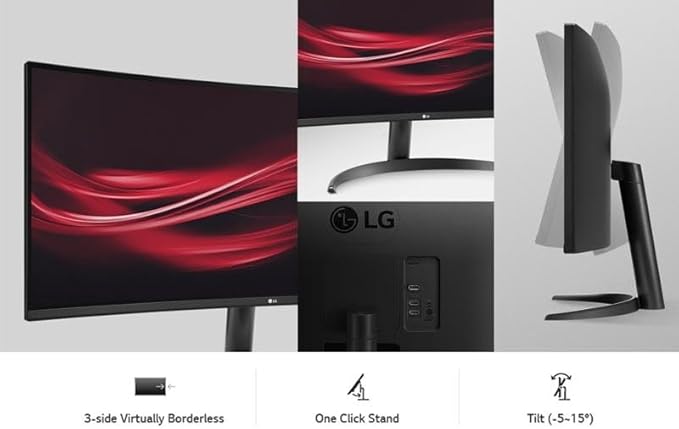 LG 34 WQHD Curved Monitor 100Hz IPS HDR 10 AMD FreeSync PBP Auto Input Switch Dual Controller 1 x DisplayPort 2 x HDMI Black