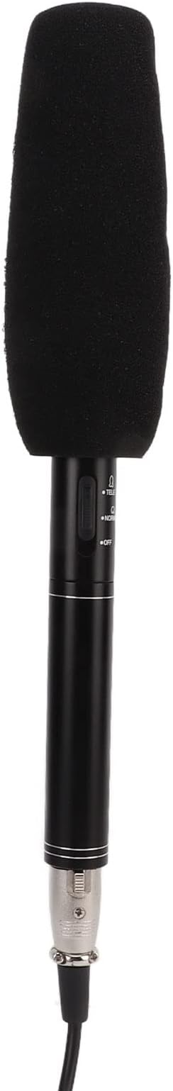 Black Interview Microphone with High Sensitivity for Meeting Recording Camera Mic + Windshield