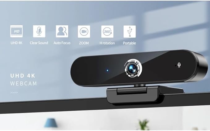 Webcam 4K Plug Play Mini Cam Pc Noise Reduction Dialogue Camera for Laptop Conference
