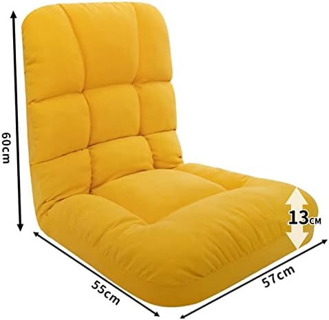 Floor Chair Indoor Adjustable Floor ChairFloor Chair Gaming Floor Seat for Living Room Adjustable Backrest with Cotton Linen Cover for Balcony Reading Bedroom Study Room (Color : Yellow Size : 57x
