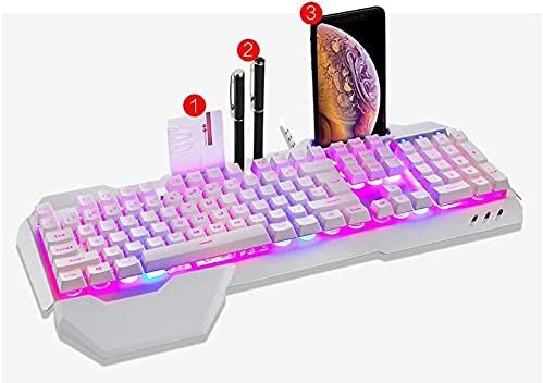 LED Backlit Mechanical Feel Business Office Keyboar Backlit Gaming Mouse Gaming Keyboard and Mouse Set for Windows &amp Mac PC Gamers (Color : White)