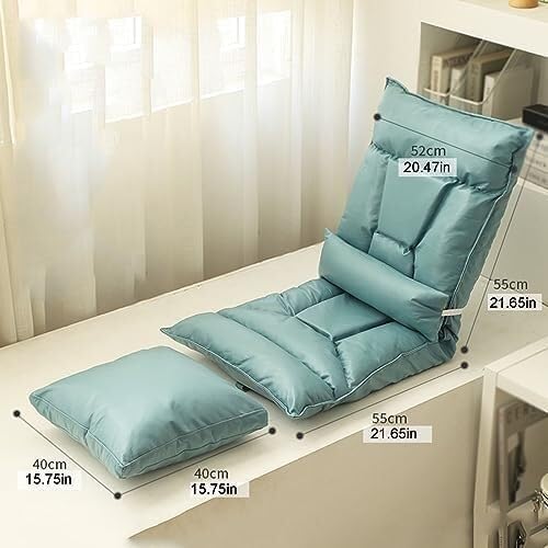 ELEFOCUS Adjustable Fully Foldable Lounge Chair with Pillow Upholstered Sofa Bed with Back Support for Balcony Living Room(Beige)