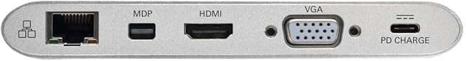Tripp Lite USB-C Docking Station for Dual Monitors 4K @ 30 Hz HDMI Mini DisplayPort mDP VGA Gigabit Ethernet Memory Card 3.5mm Audio 100W USB-C PD Charging 3-Year Warranty (U442-DOCK1)