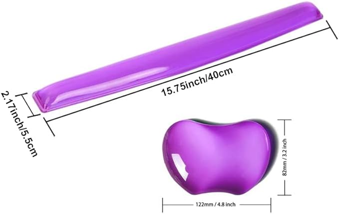 Silicone Gel Keyboard Wrist Rest Set Plus - ABRONDA Keyboard &amp Mouse Wrist Support Pad Office Computer Laptop Mac - Durable Comfortable and Pain Relief- Purple Set