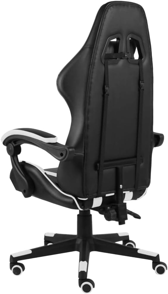 Gaming Chair with Footrest Black and Gray Faux Leather Gaming Chair with Ergonomic Design Adjustable Features - for Gamers and Office Use