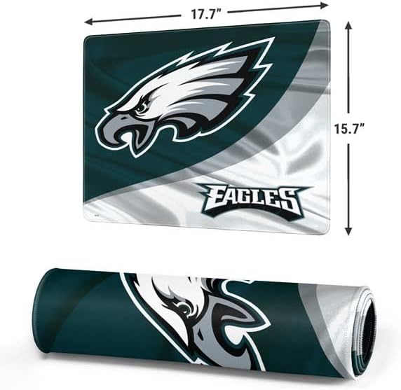 Skinit Medium Gaming Mouse Pad - Officially Licensed Philadelphia Eagles Design with Stitched Edges Waterproof Non-Slip Rubber Base Desk Mat for Keyboard &amp Mouse 17.7 x 15.75 inches