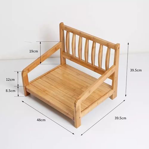 BTZHY Floor Chair Portable Floor Chair with Backrest Japanese Style Wooden Lazy Floor Chair with Armrests Legless Tatami Chair for Bay Window Living Room Bedroom
