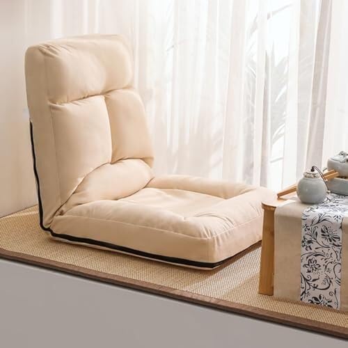 ELEFOCUS Floor Chair with Backrest Foldable Floor Chair for Adults Meditation Chair with 5 Adjustable Positions(/Beige)