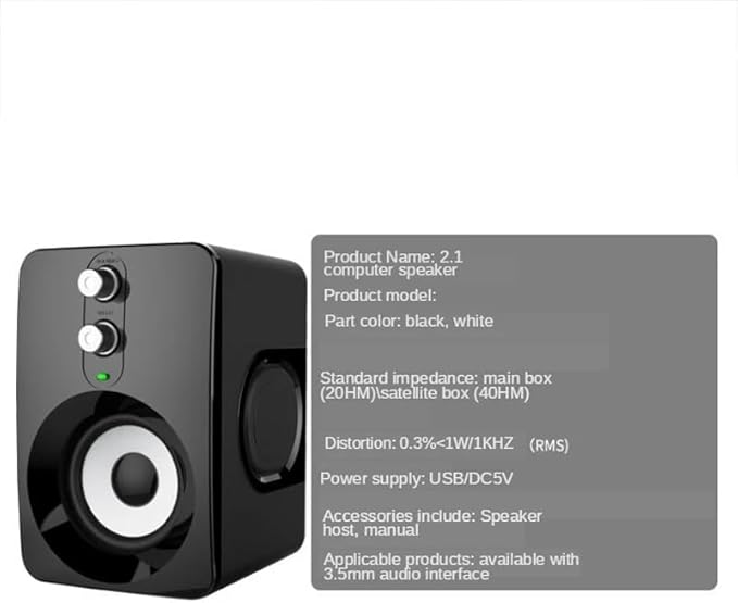 JSEIAJB Diaphragm Speaker Computer Universal 2.1 Bass Speakers Desktop Audio Computer Speaker(D)