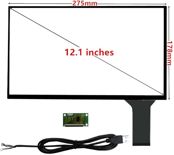 Generic 10.1/11.6/13.3/14/15.6 Inch Universal Computer Industrial Multi-touch Capacitive Digitizer Touch Screen Panel Glass With USB Driver Board Converter (12.1 inches)