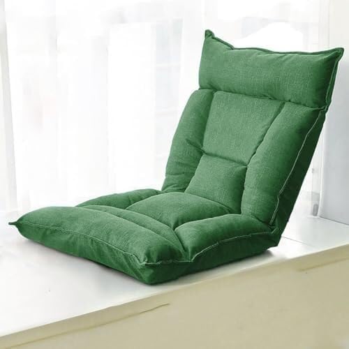 ELEFOCUS Foldable Floor Chair with Backrest Lazy Sofa Meditation Chair Window Chair with Adjustable Backrest and Headrest(/Green B)