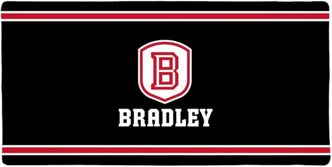 Bradley University Braves Primary Logo Stripes Large Gaming Mouse Pad Desk Mat with Stitched Edges Non-Slip Base for Gamer Home and Office 31.5 x 15.7