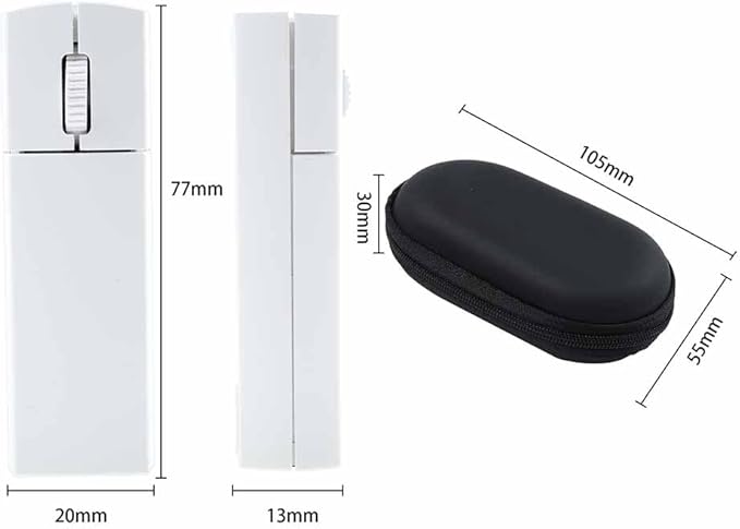 Wireless Mini Rechargeable Travel Mouse 2.4G Ultra Slim Portable Computer Mouse with Receiver Storage for Laptop/PC/Mac - White