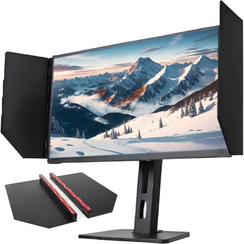 Foldable Anti-Glare Monitor Hood for 24-27 inch Screens Desktop Computer Sunshade with Adjustable 180° Angle Side Panel Display Shading Reduces Glare &amp Enhances Focus (1 Set)
