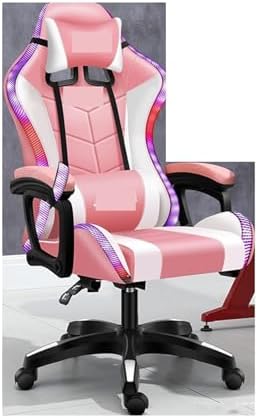 Computer Chair Gaming ChairComputer ChairLeather Office Chair Light Gamer Chair Swivel Gaming Chair Chair (RGB Pink One Size)