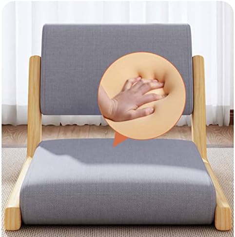 BTZHY Floor Chair Tatami Floor Chair Portable Legless Chair with Backrest Legless Stool Made of Solid Wood with Comfortable Cotton and Linen Upholstery Portable Single Seat Chair