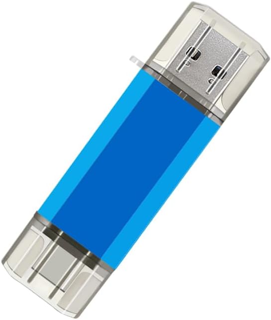 2-Pack 64GB USB C Flash Drive Dual Flash Drive Type C + USB A Memory Stick Jump Drive 2-in-1 Thumb Drive for Storage and Backup (64GB*2 Black&ampBlue)