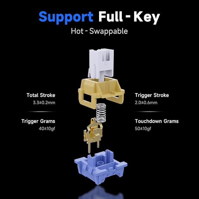 NACODEX AK980 Wired Mechanical Gaming Keyboard 98% Gasket Hot Swappable Keyboard with RGB Backlit PBT Keycaps Five-Layer Padding 101 Keys Gaming Keyboard White Blue